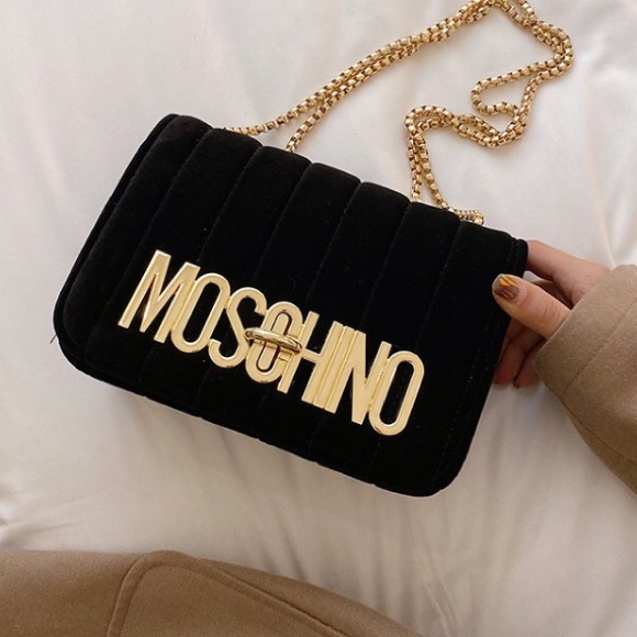 Moschino Handbags - NWOT Moschino Inspired Black Velour Velvet Purse